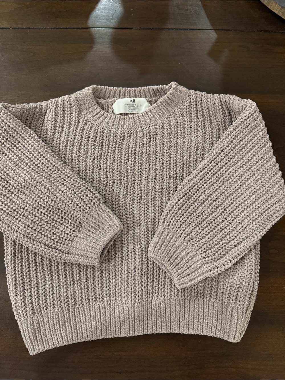 H&M Kids (Girls) Crewneck Sweater in Dusty Mauve w/sparkle
